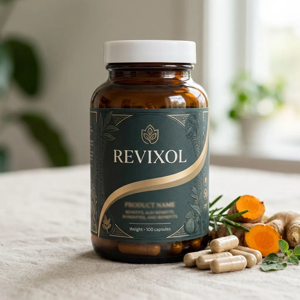 Revixol kosttillskott för öronhälsa - mörk brun flaska 30 kapslar
